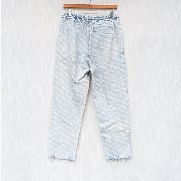Alexander Wang Blue & White Logo Print Jogger Disstressed Cropped Jeans, size S - Picture 2 of 10